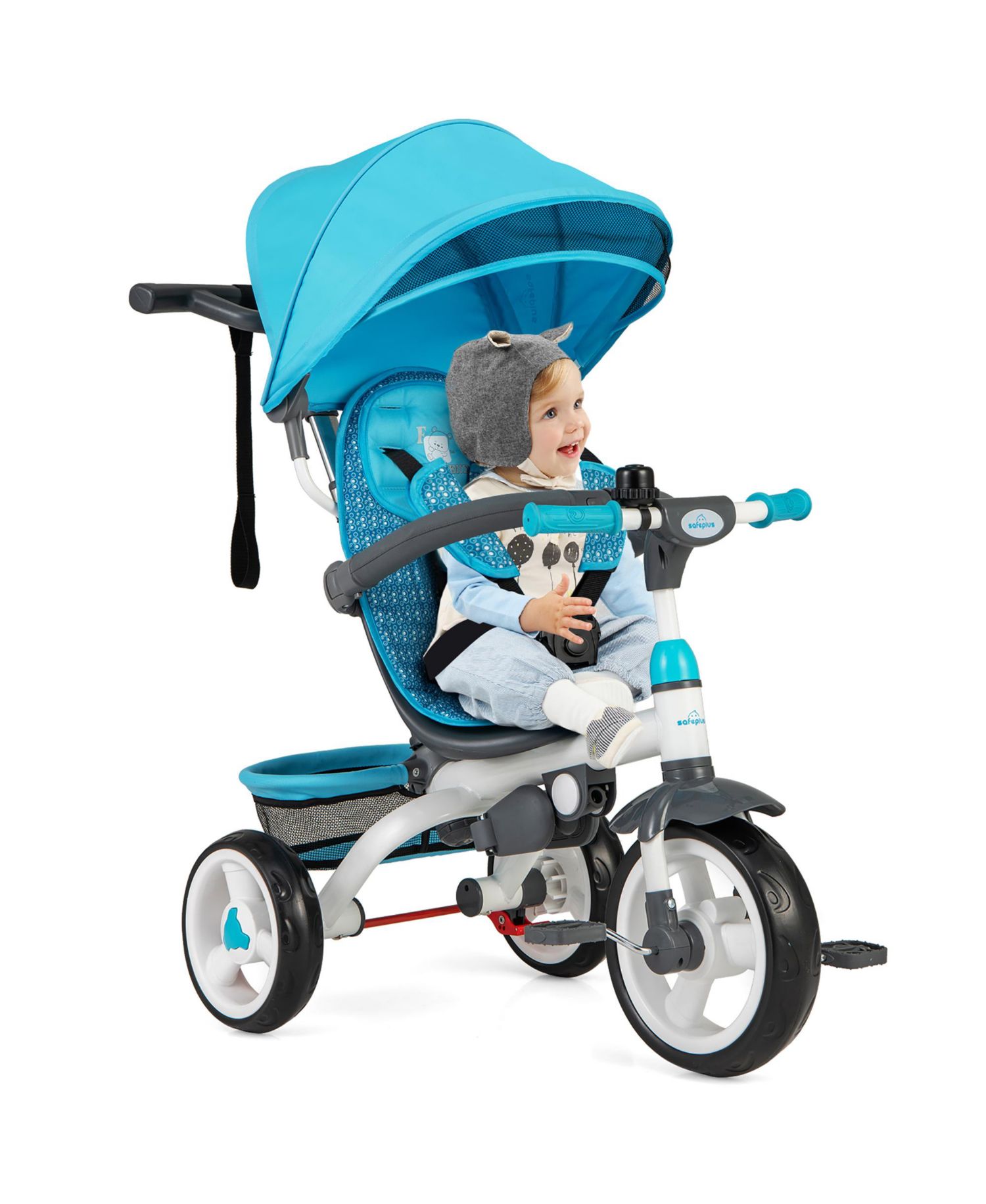 Baby Tricycle Stroller 6-in-1 Kids Push Trike w/ Removable 5-Position Canopy