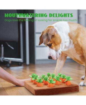 12 PCS Carrot Squeaky Dog Toys with Puzzle Feeding Carrot Patch