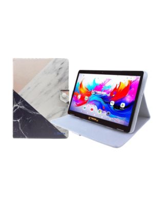 10.1"Octa Core 256GB Storage Android 15 Tablet with Black Pink White Marble Case