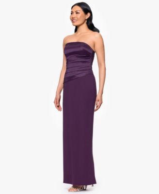 Women's Taffeta & Crepe Long Strapless Sheath Dress
