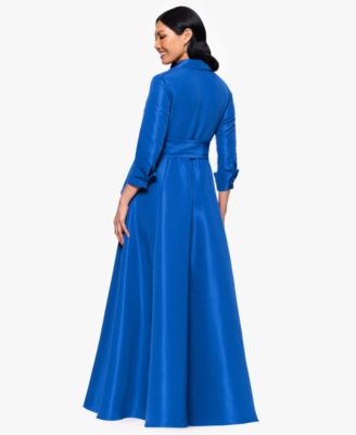 Women's Taffeta Ruffled Long Wrap Dress