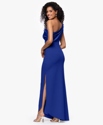 Women's One-Shoulder Asymmetrical-Hem Long Sheath Dress