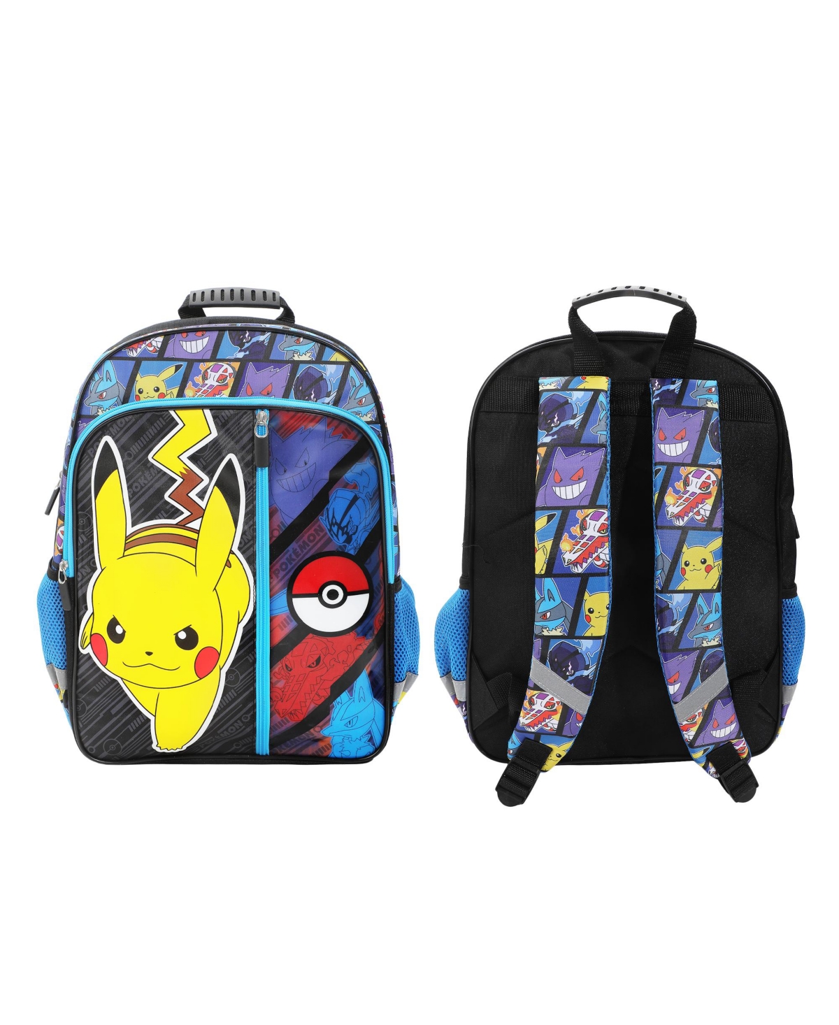 Pikachu and Pokeball 16&#x22; Kid's Backpack For School And Travel - Pikachu and pokeball blue