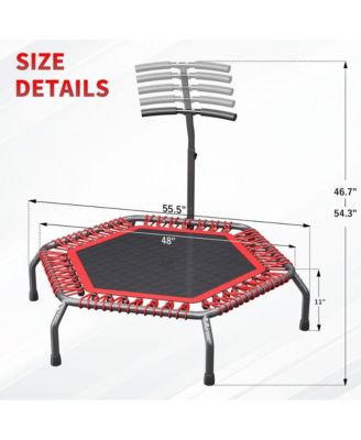 48in Foldable Trampoline Hexagonal Red with Adjustable Foam Handle