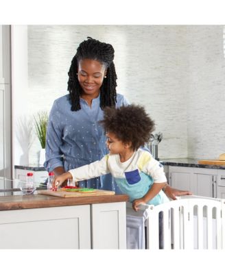 Contemporary Kitchen Helper Step Stool - Walnut: Kids' Adjustable, Foldable Wooden Learning Toddler Tower with Non-Slip Mat