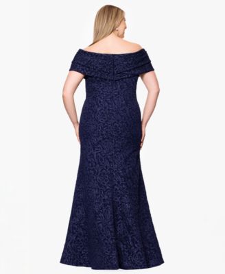 Plus Size Off-The-Shoulder Jacquard Dress