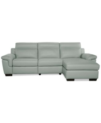 Julius II 3-Pc. Leather Chaise Sectional with 1 Power Recliner, Macy's Exclusive