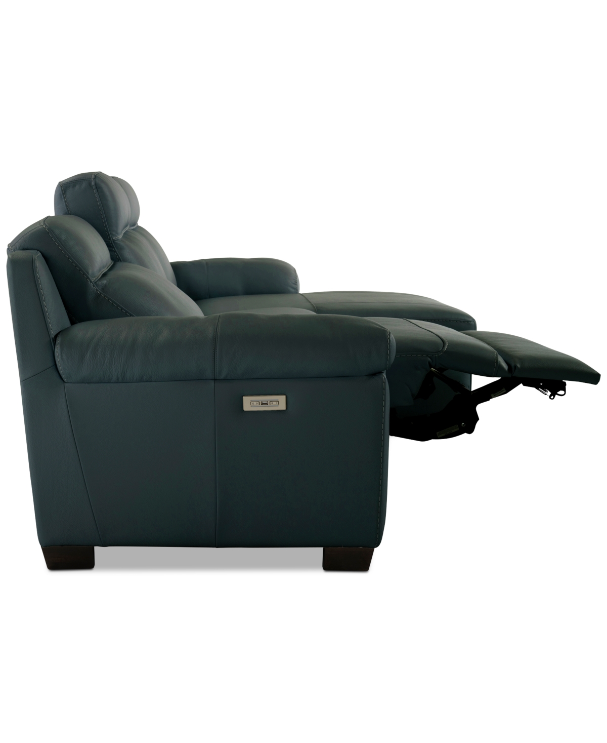 Macy's Julius Ii 3-pc. Leather Chaise Sectional With 1 Power Recliner,  Exclusive In Blue