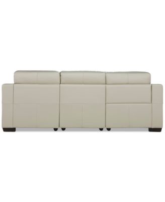 Julius II 3-Pc. Leather Chaise Sectional with 1 Power Recliner, Macy's Exclusive