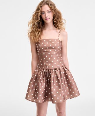 Women's Structured Taffeta Polka-Dot Dress