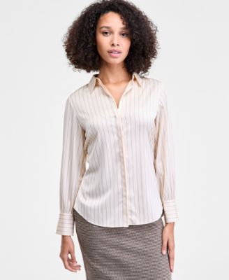 French Connection - Women's Satin Pinstriped Blouse