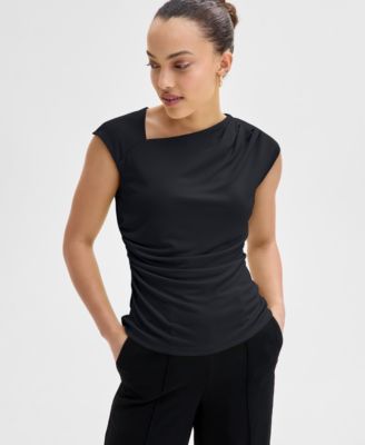 I.N.C. International Concepts - Petite Asymmetric Draped Top