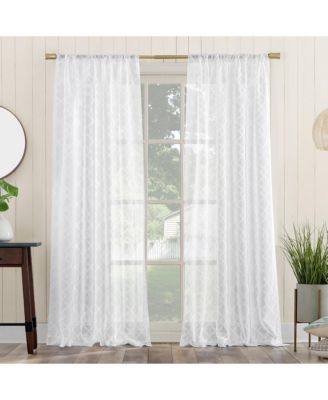 Tina Geometric Clipped Semi-Sheer Rod Pocket Curtain Panel