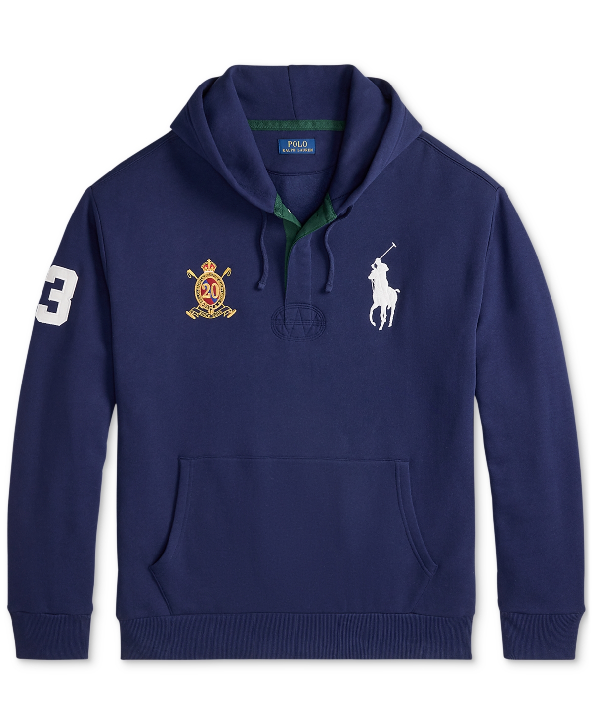 Polo Ralph Lauren Men's Big & Tall 20th Anniversary Crest Fleece Hoodie In Blue