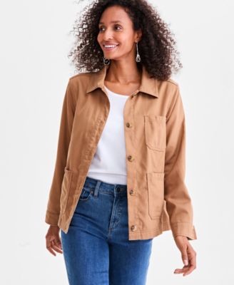 Style & Co - Women's Button-Front Long-Sleeve Cargo Jacket