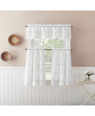 Allerton Embroidered Trellis Light Filtering Rod Pocket Kitchen Curtain Valance and Tiers Set