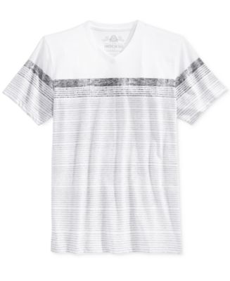 American Rag Men's V Neck Striped T-Shirt Red Size Large