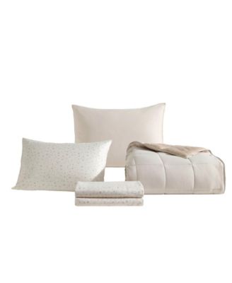 Washed Solid Reversible Plush 5-Pc. Comforter Set, Twin/Twin XL