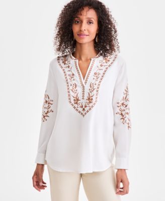 Style & Co - Women's Embroidered Long-Sleeve Tunic