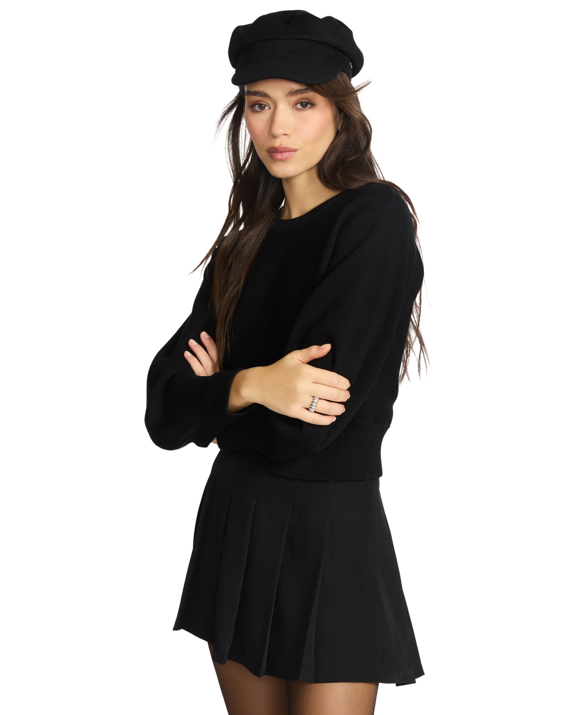 Steve Madden Preppy Baker Boy Hat In Black