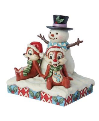 Chip and Dale with Snowman Figurine