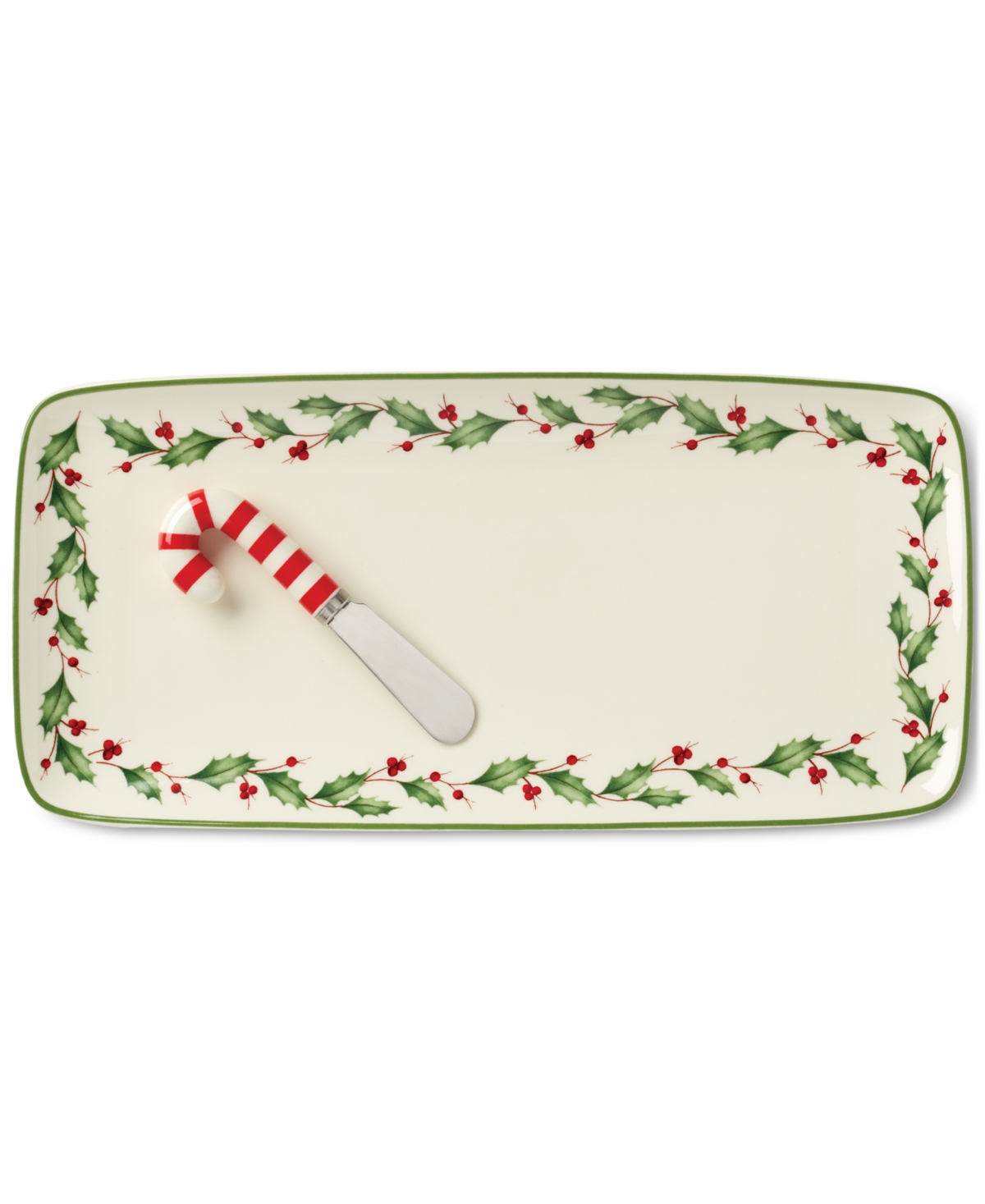Lenox Holiday 3-piece Hostess Set With Spreader In Green