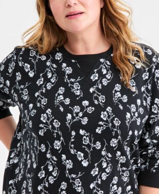 Plus Size Floral Crewneck Sweatshirt, Macy's Exclusive