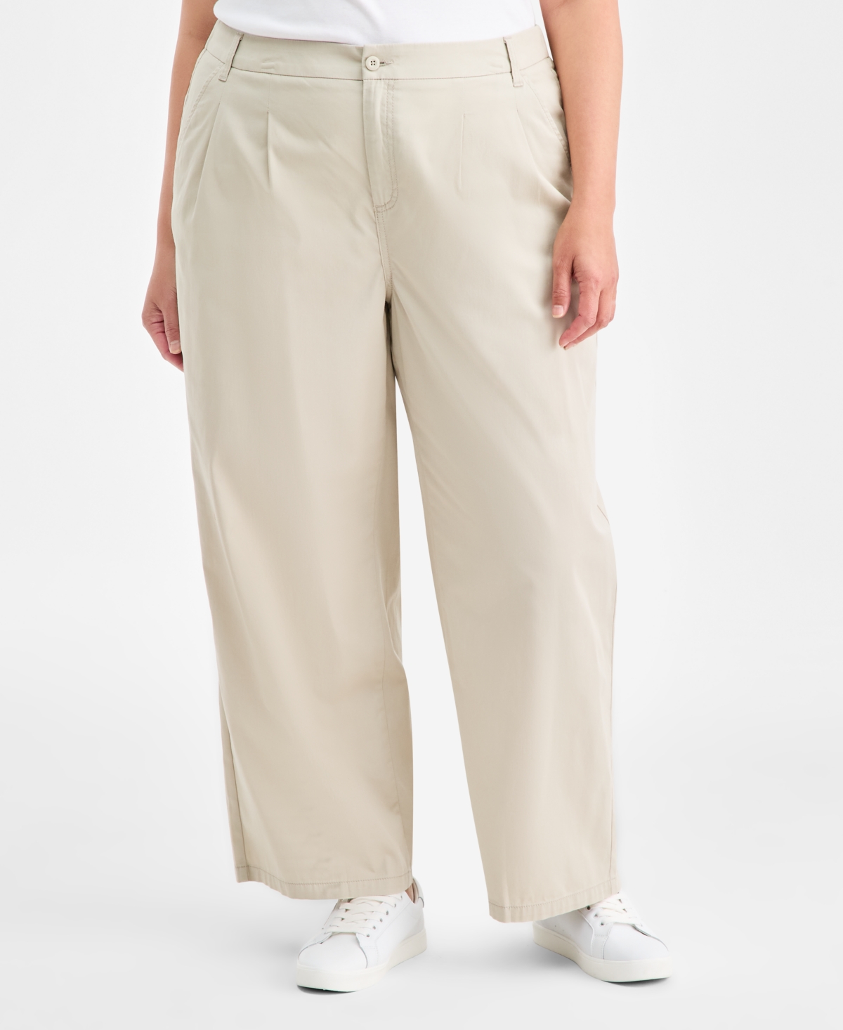 Style & Co Plus Size Pleated Straight-leg Pant, Macy's Exclusive In Gray