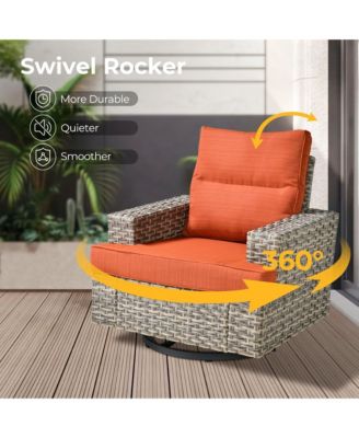 Wicker Outdoor Patio Furniture Set, 9PCS Rattan Modular Sectional Sofa,Outside Swivel Rocking Chairs Coversation Set with Side Table