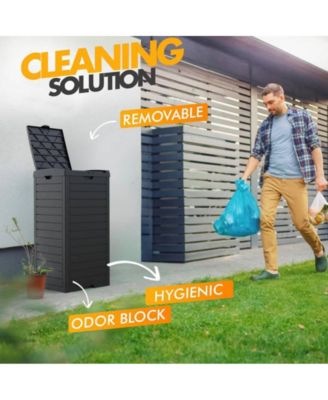 31 Gallon Large Outdoor Trash Can with Lid and Liquid Drawer