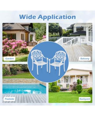 Set Of 2 Patio Cast Aluminum Dining Chairs Armrests Outdoor Stackable