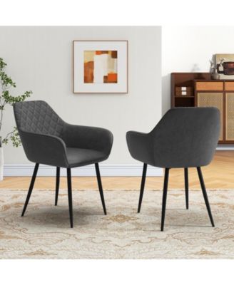 Leisure Dining Chair Set of 4 Upholstered Accent Chairs w/ Curved Backrest