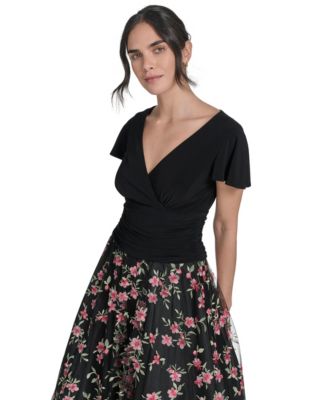 Women's Embroidered-Skirt Fit & Flare Dress