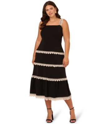 Adrianna Papell - Plus Size Sleeveless Pont&eacute;-Knit Midi Dress
