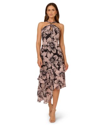 Adrianna Papell - Women's Halter Chiffon Midi Dress