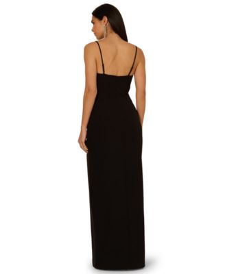 Women's Crepe Sweetheart-Neck Sleeveless Gown