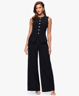 XSCAPE - Women's Scuba Crepe Sleeveless Straight-Leg Jumpsuit