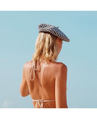 SIMONE Gingham Beret Hat In Black