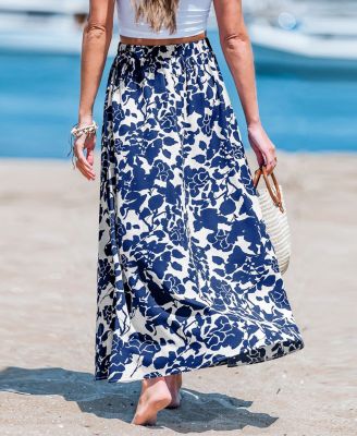 Women's Wildflower Sky Blue Midi Skirt