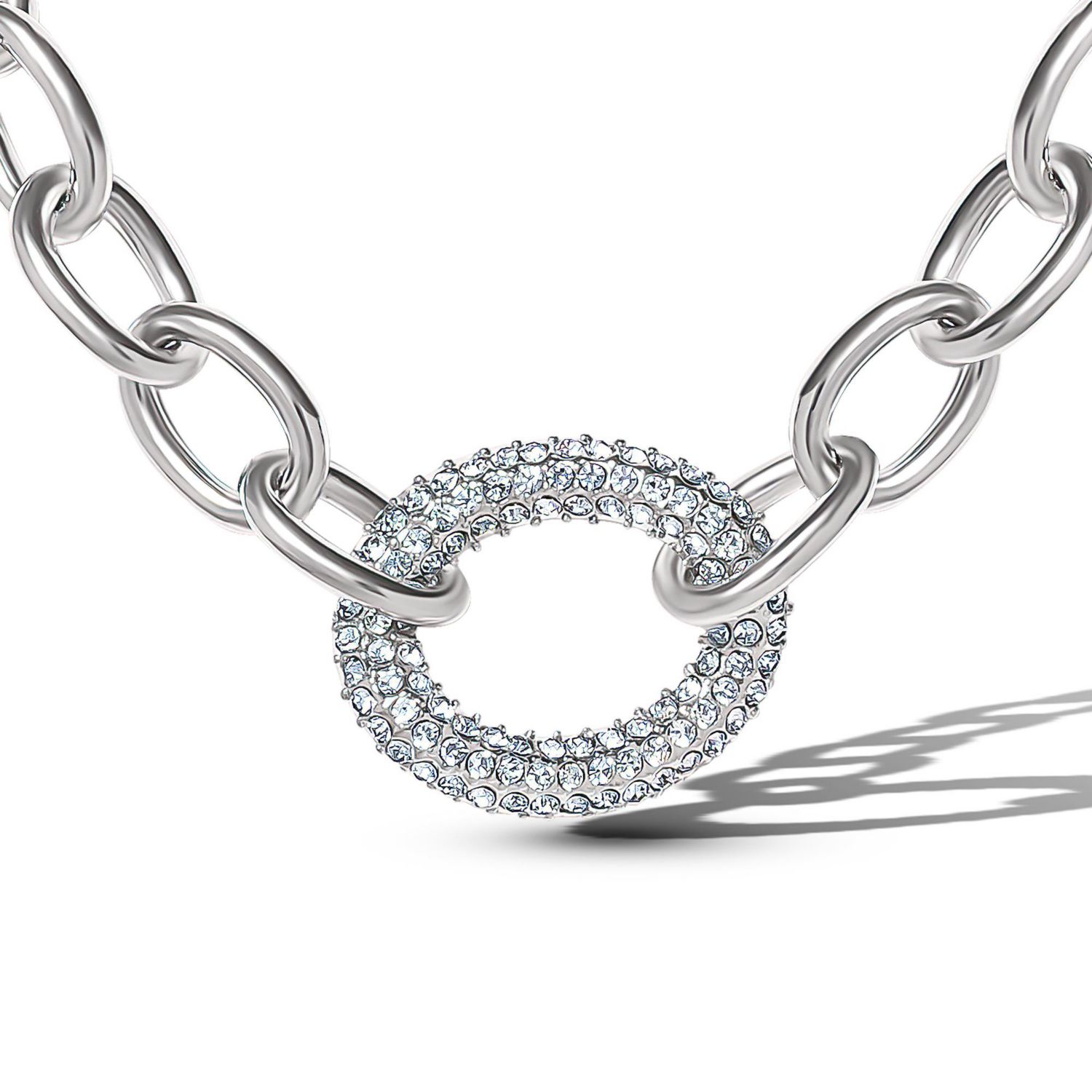 -Tone Oval PavÃ© Link Statement Necklace