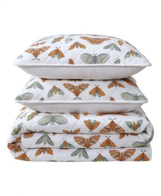 Wilford Butterfly Cotton Reversible 3-Pc. Quilt Set, King