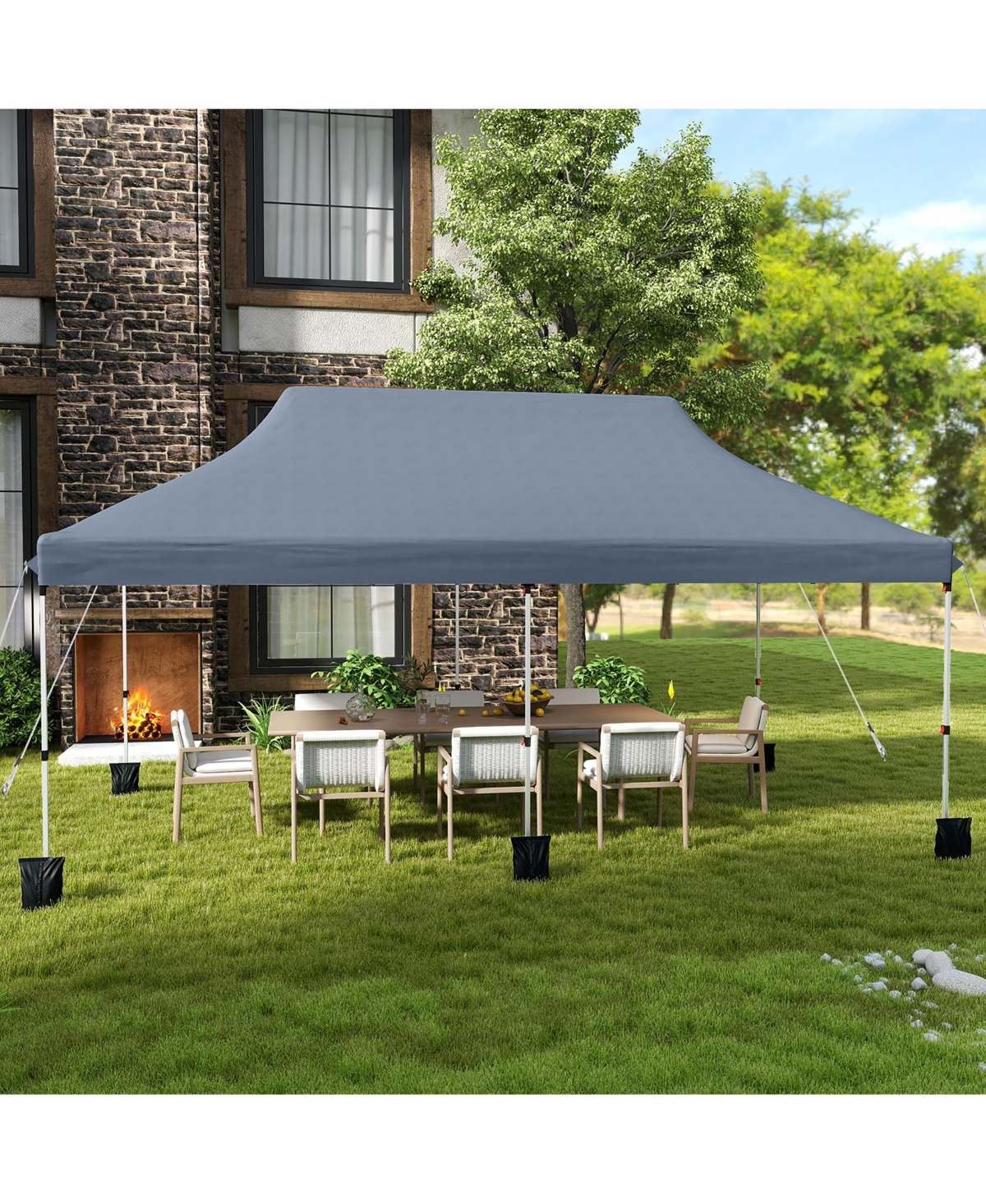 Gymax 10 x 20FT Pop-up Canopy Tent Folding Instant Sun Shelter w/ 3 Adjustable Heights