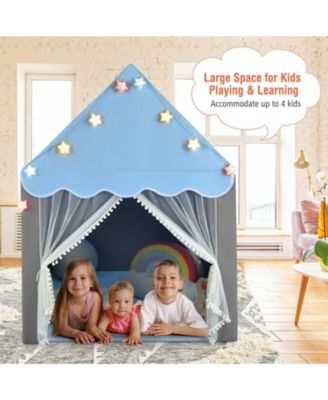 Kids Playhouse Tent with Star Lights and Mat