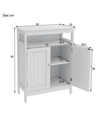 Bathroom Storage Cabinet with Double Shutter Doors in White, Elegant & Functional
