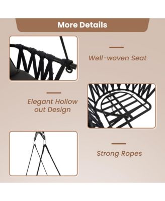 Swing Chair w/ Stand Patio Hanging Swing Chair w/ Comfortable Seat & Back Cushions