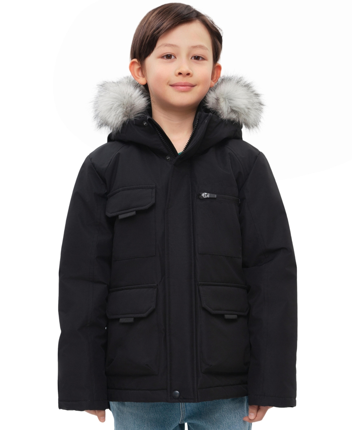 Rokka&Rolla Little and Big Boys' Parka Jacket with Removable Trim