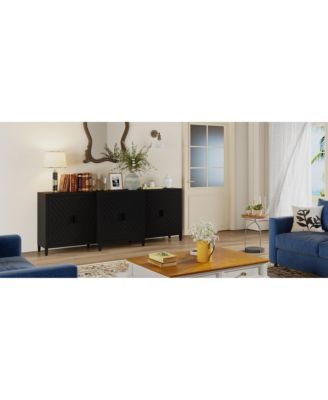 High quality black hemp flour multifunctional four door dressing table, wooden storage cabinet, side cabinet