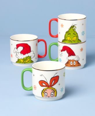 Merry Grinchmas Stackable Mugs, Set of 4
