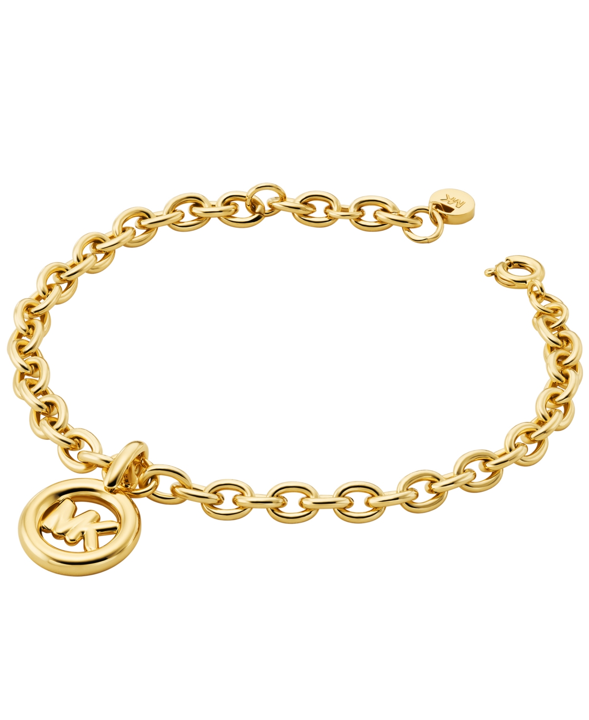 Michael Kors Logo Charm Chain-link Bracelet In Gold
