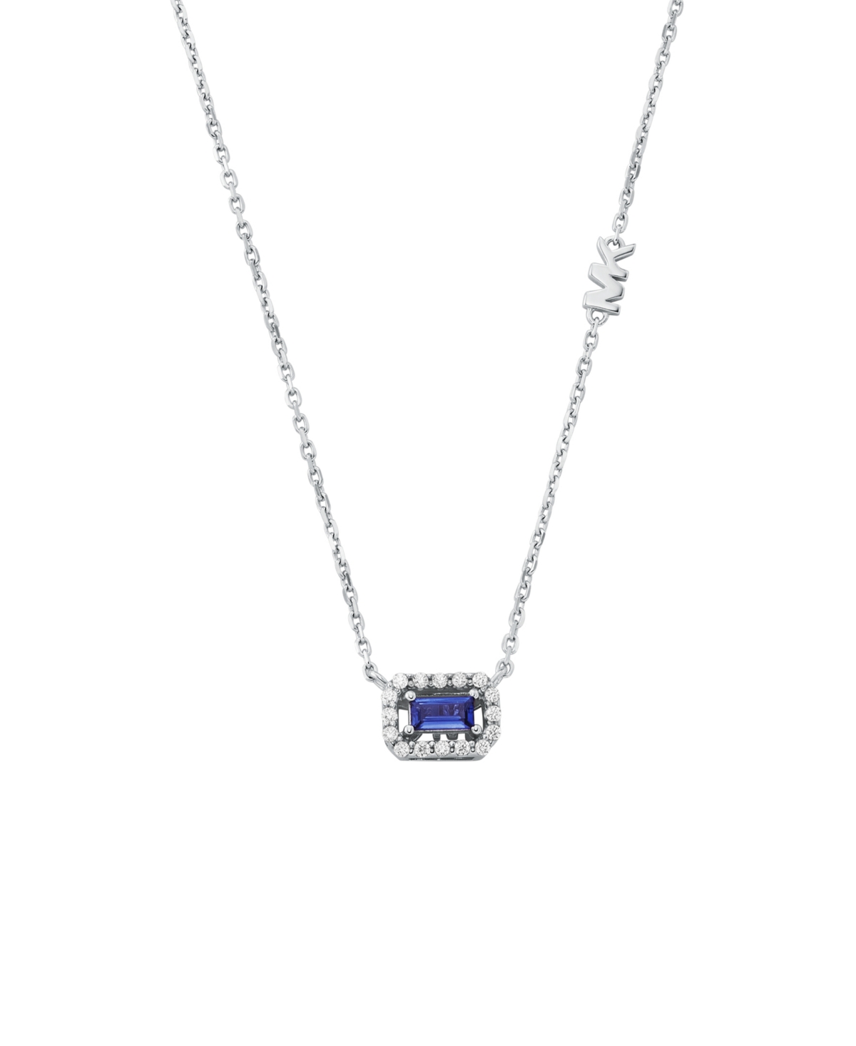 Michael Kors Cubic Zirconia Cut Pendant Necklace In Silver